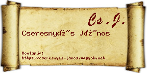 Cseresnyés János névjegykártya